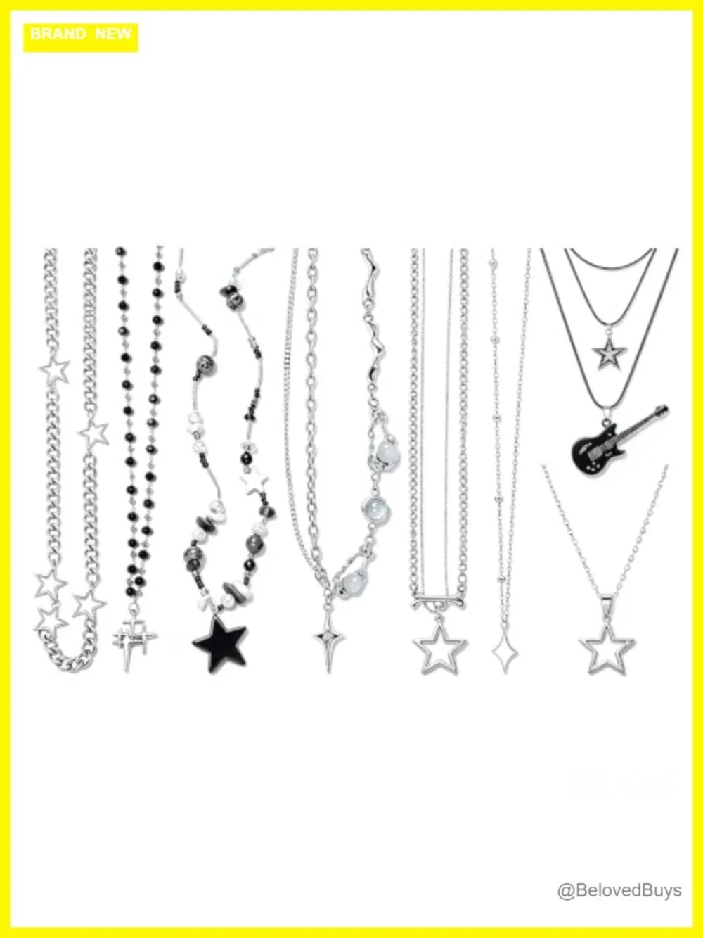 8Pc Y2k Star Choker Necklace Set Alloy Stainless Steel Punk Grunge